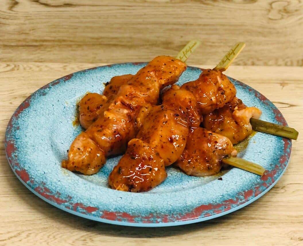 Ginger, lemon & chili chicken breast skewers