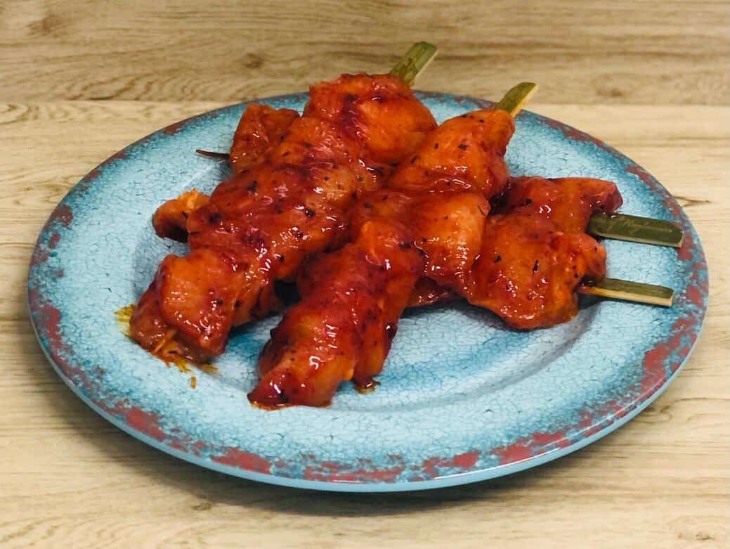 BBQ chicken breast skewers